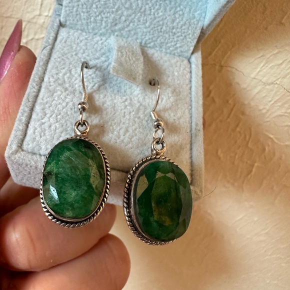 Malachite silver earrings - Picture 2 of 6